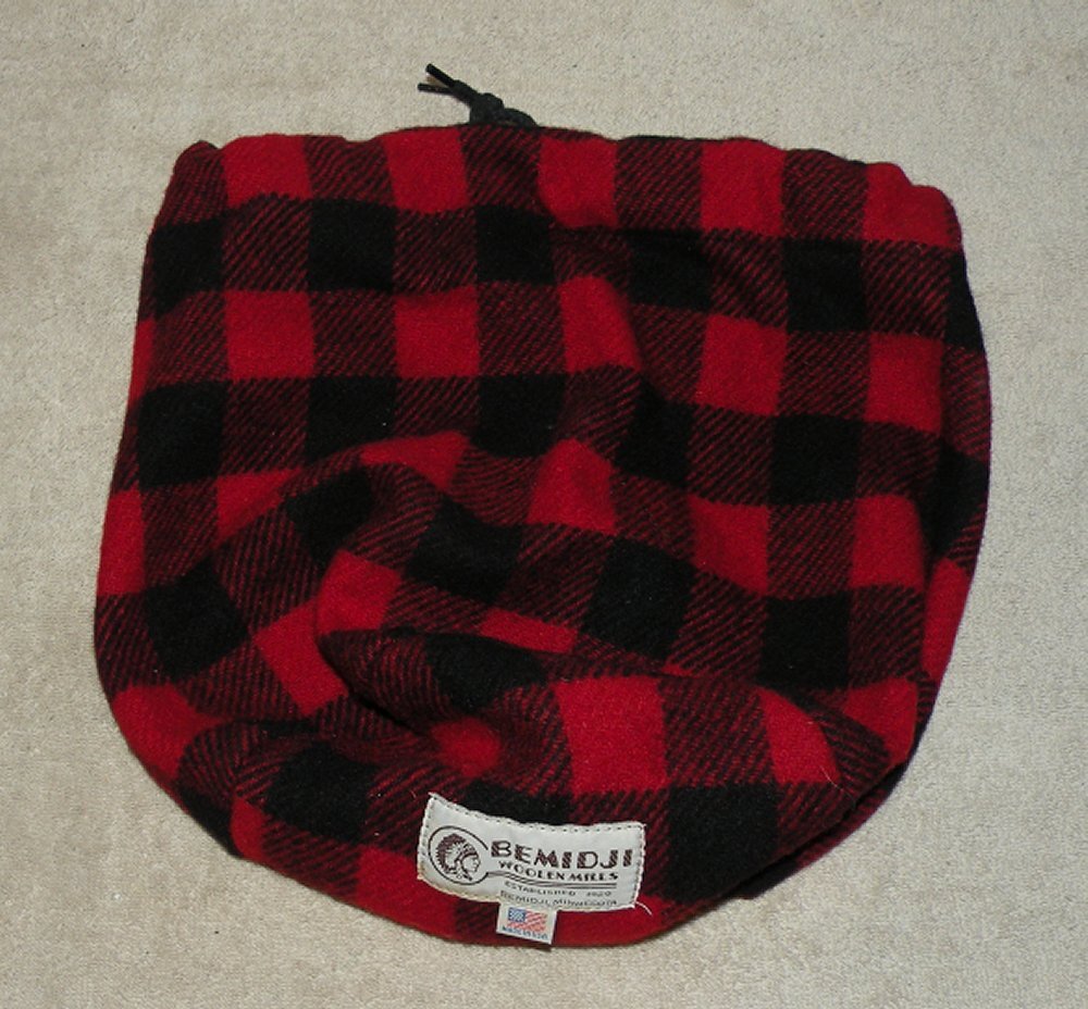 Bemidji Woolen Mills Cinch Up Bag Black Red Buffalo Plaid Made USA Free Ship